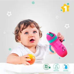 1ST STEP 300ml Birdie BPA Free Non-Spill Sipper/Sippy Cup with Soft Silicone Straw (Pink) image 4