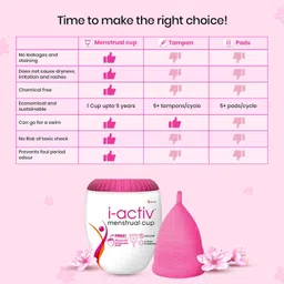 i-activ Menstrual Cup for Women with free sterilizer case | Rash-Free, Leak-Free & Ultra soft Cup with Pouch| 100% Medical Grade Silicone | 8-10 hrs protection (Medium) Pack of 1 image 4