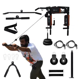 Hashtag Fitness 5in1 multi pull up bar for home with 360 degree gym pulley systems dip station dips bar, chin up bar gym equipment for home workout image 1