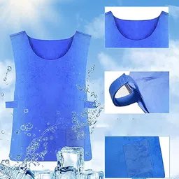 e-greetshopping Summer Ice Cooling Vest for Men Women,Reusable Adjustable Cold Vest Fabric Sport Cool Vest Body Ice Vest for Cycling,Running Outdoor Sports Cool Vest in Hot Weather, Blue, One Size, Blue, One Size image 3