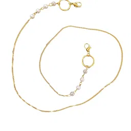 av fashion india Pearl Beads Face Mask Holder Strap Holder Cord Eyewear Necklace Retainer for Women Beaded Lanyard, Made in India, Holds Your Mask Around Your Neck 25" Long image 1