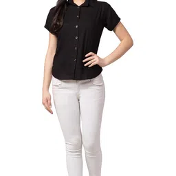 funday fashion Women Regular Fit Solid Casual Half Sleeves Shirt image 5