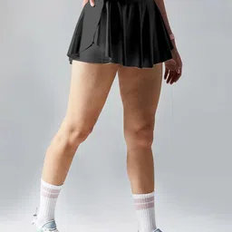 mehrang Skirt with Shorts for Women's & Girl's Solid High Waist Flared Skater Short Mini Skirt image 3