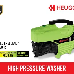 heugor H2Basic High Pressure Washer, Car Washer, 1600 Watts Motor, 130 Bars, 8L/Min Flow Rate, 8 Meters PVC Outlet Hose, Portable, Car, Bike & Home Cleaning, Green and Black image 5