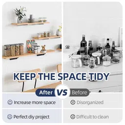 Starunder 12 Pack Floating Shelf Brackets, 8 Inch Heavy Duty Industrial Shelf Bracket, Black Metal L Brackets for Shelves Support DIY(1/5 Inch Thicked) image 4