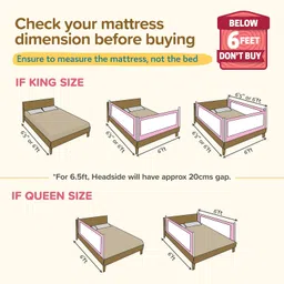 LuvLap Bed Rail Guard for Baby/Kids Safety, 180cm x 72 cm(6ft x 2.3ft), Portable & Foldable, Baby Safety Essential, Adjustable Height, fits All Bed Sizes (Pink - Without Print) image 3