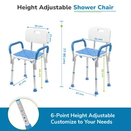 everactiv by hcah Everactiv Premium Shower Chair with Padded Armrest | Height Adjustable | Non-Slip EVA Mat | Tool-Free Assembly | Safety Shower Chair for Seniors & Elderly image 5