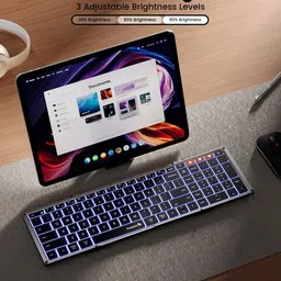 ProtoArc Backlit Foldable Keyboard, XK01 Plus Folding Portable Bluetooth Keyboard for Travel, Full Size External Wireless Keyboard with Backlight for iPad Tablet Smartphone Laptop image 3