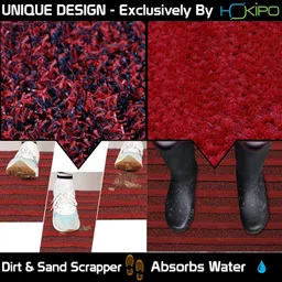 HOKIPO Modern Rectangular Door Mat (Red, Pvc, Microfiber, 48X78 Cm) image 4