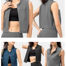 eryue Women Sports Vest Zip up SLE Casual Vests image 3