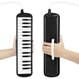 rvm toys 32 Key Blow Piano (Pianica) Portable with Carrying Bag, Soprano Short and Long Mouthpieces for Beginners Kids Gift Black image 3