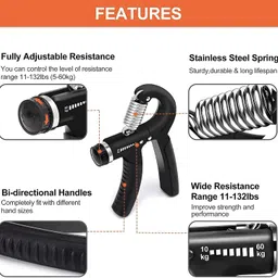 ULTRINA Hand Grip Strength Trainer, Hand Grip Strengthener with Counter, Adjustable Resistance 5 to 60 kg, Non-Slip Gripper, Perfect for Athletes & Hand Exercising image 2