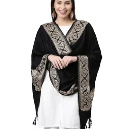 pashmoda Women Kashmiri Aari Embroidery Stole (Size: 71X203 CM) image 1