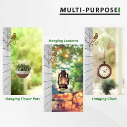 Sharpex Wall Mounted Metal Bracket | Decorative Wall Hook Plant Hanger for Hanging Pots, Bird Feeders, Flower Baskets, Planters, Lanterns, Lamps, and Wind Chimes for Indoor/Outdoor Use (Gold, 2 Pc) image 4