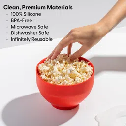 W&P Microwave Silicone Popper Maker | Black | Collapsible Bowl w/Built In Measuring, BPA, Eco-Friendly, Waste Free, 9.3 Cups of Popped Popcorn, Medium image 4