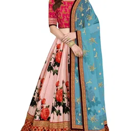 zeel clothing Women's Silk Semi-stitched Lehenga Choli image 1