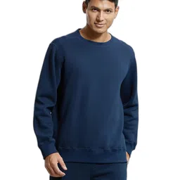 jockey US92 Men's Super Combed Cotton Rich Fleece Fabric Sweatshirt with Stay Warm Treatment_Navy_L image 1