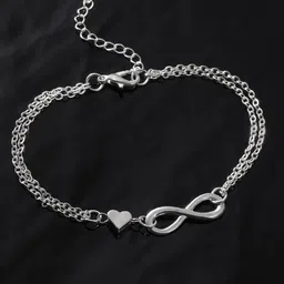 yellow chimes Valentine Gift for Girls Bracelet For Woman | Fashion Silver Bracelet For Women | Valentines Special Infinity Love Chain Bracelets for Girls | Birthday Anniversary Gift For Girlfriend image 2