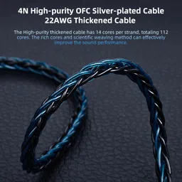 keephifi KBEAR ST12 Plus 2Meters Blue Black IEM Cable 3.5 MM 2PIN-C Type, 8-strand 4N OFC silver-plated Upgraded Cable for KZ EDX Pro, Castor, DQS, ZS10 Pro, ZS10 PRO X, PR1, PR2, TANGZU WANER, TRN MT1 image 4