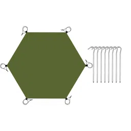 CALANDIS™ Hexagonal Tent Footprint Camping Tarp for Camping Gear Fishing Survival Gear with 6 Tent Stakes | Tent Canopy | Tents Canopies | Camping Hiking | Outdoor Sports image 1