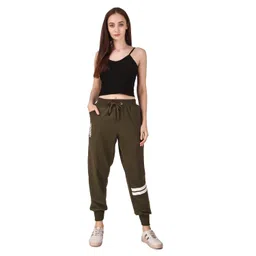 uzarus Women's Cotton Slim Fit Joggers Track Pants with 2 Zippered Pockets image 4