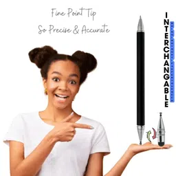 iaccessories 3-in-1 Stylus Pen - Silicon Fine Point Disc Tip, Round Tip, Ballpoint for All Touchscreens Devices iOS, Android Mobile Phones, Tabs, Pads - Black image 2