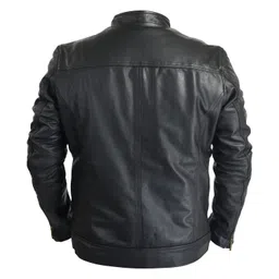 body guard Men's Black Genuine Leather Jacket (M) image 3