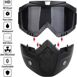 OLSIC Goggle Mask Anti Scratch UV Protective Face & Eyewear Windproof Dirt Shield With Soft Foam Padded Detachable Mouth Filter For cycling Bike Off Road Racing Ride Unisex image 2