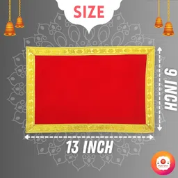 Bhakti Lehar (9 x 13 Inch) Premium Red Velvet Plain Pooja Aasan Cloth/Chowki Aasan Kapda/Altar Cloth for Puja Mandir and Temple - Pack of 2 image 3