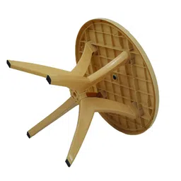 oaknest unboxing furniture OAKNEST Supreme Marina Circular Design High Glossy Dining Table| Table with Umbrella Holder and Cross Legs for Dining Room Set/Garden/Cafe and Restaurants (Color: Marble Beige) image 3