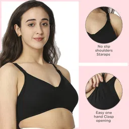 mee mee Women's Cotton Soft 4 Ways Lycra Maternity Bra | Adjustable Straps, Non-Padded, Non-Wired Bra | Sweat Resistant, Raises Protect Convenient Feeding | Full Cup Feeding Double Layered Nursing Bra image 4