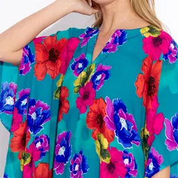 sun-rose fashions HIBISCUS FLORAL PRINTED SOFT FABRIC KAFTAN CAFTAN COVER UP image 4
