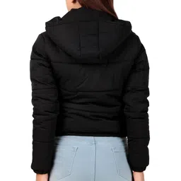 brazo Crop Puffer Jacket for Women, Cropped Design, Insulated, Hooded, Long Sleeves image 3