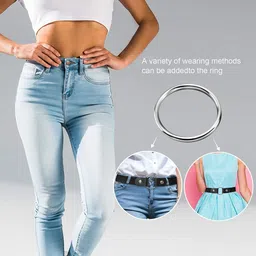 yunduojia Buckle Free Belt for Women Men, Black Elastic Waist Adjustable Stretchy Invisible Buckleless Belt for Jeans Pants Shorts image 2