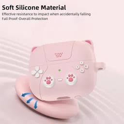 Meyaar Silicone Case for Apple Airpods 4 (2024) Cute Design for AirPods 4 with Active Noise Cancellation (ANC) with Keychain Shockproof Protective Case (Kitty Pink) image 4