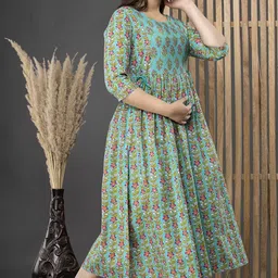 Maternity Pure Cotton Printed Gown for Women Feeding Anarkali Kurti (Pre and Post Pregnancy Wear) image 3