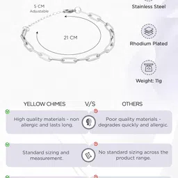 yellow chimes Chain Bracelet for Men Stainless Steel Link Chain Design Silver Bracelet for Men and Boys. image 5