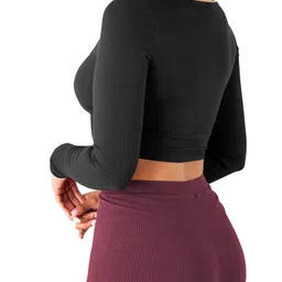 the blazze Women's Cotton Stylish Western Basic Solid Wear TV Oval Neck with Full/Long Sleeve Blouses for Women L655 image 2