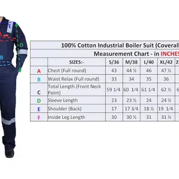 FRENCH TERRAIN® MEN'S COTTON INDUSTRIAL BOILER SUIT (COVERALLS) WITH REFLECTIVE TAPE, SIZE 42 -XL, NAVY BLUE. image 5