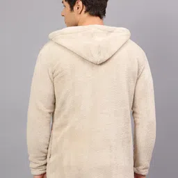 ben martin Men's Hooded Cardigan Full Sleeve Fleece Shawl Collar Shrug Open Front Drape Cape Overcoat with Pockets image 4