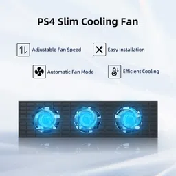 Tobo PS4 Slim Cooler - USB External 3-Fan Super Turbo Temperature Cooling Fan with USB Cable Black for Sony PlayStation 4 Slim Gaming Console TD-374GA image 3
