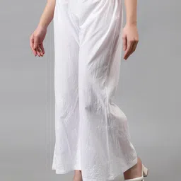 seva chikan Hand Embroidered Lucknowi Chikankari White Cotton Flared Palazzo for Women SCL11021 image 5