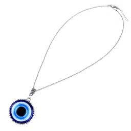meenaz Evil eye Chain Pendant for Men Black Silver Boys Mens boyfriend gents Boy girls Women Unisex Stainless Steel platinum silver Necklace Chains Locket Valentine Titanium Stylish Pendant-413 image 4