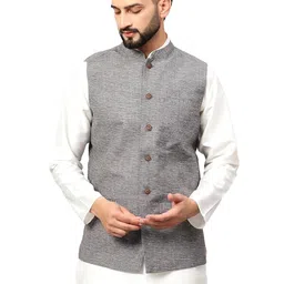 latest chikan Men's Traditional Cotton Solid Nehru Jacket/Waistcoat image 1