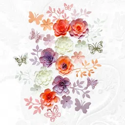 generic Handmade Pink and Purple Dual Colour Paper Glitter Flowers and Butterflies 25 PCS Embellishments for Craft Mixed Media, Scrapbooking,Art Journal - Spring Garden image 3