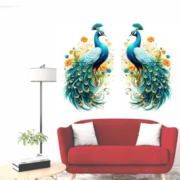 wall attraction Wall Attraction™ Set of Two Peacock Wall Stickers & Murals Size - 66x55cm MD197_S image 1