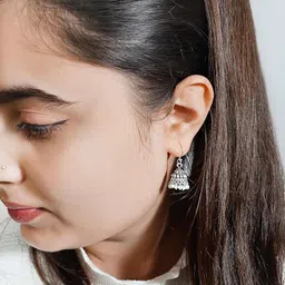 inari shines 925 Silver Oxidised Trendy Ethnic Zhumki | Gift for Women and Girls | With 925 stamp and Certificate of Authenticity image 3