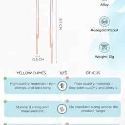 yellow chimes Danglers Earrings for Women | Rose Gold Earrings for Girls | Fashion Women Earrings | Stainless Steel Long Chain Dangler Earrings | Birthday Gift For Girls Anniversary Gift for Wife image 4