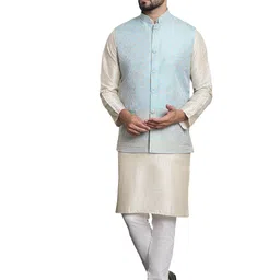 sojanya (Since 1958 Men's Silk Blend Kurta and Pyjama with Nehru Jacket image 1