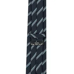 the tie hub Striped Blue Microfiber Necktie | Elegant Business & Formal Tie image 4